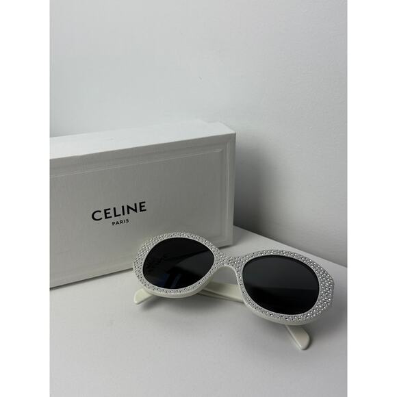 NEW Celine CL4240IS White Crystal Embellished Sunglasses $1050 main image 5